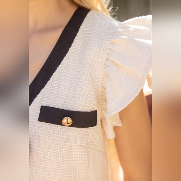 #564 🛑S,M,L  HIGH END Chic Ribbon Detailed Tweed Mini Dress - Picture 6 of 6